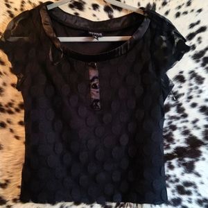Size 12p (for petite) black sheer shortcut top